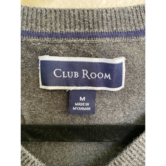 Club Room Mens Gray V-Neck Sweater Vest Sleeveless Size M 76% Cotton 24% Nylon - Picture 4 of 7